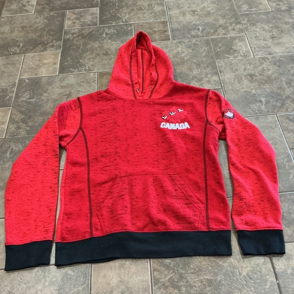 Red Hoodie with Canada Text and Black Details - Picture 1 of 5